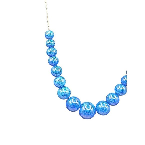 14k Graduated Lapis Lazuli Beaded Necklace 19" Yellow Gold Chain 7.1mm-13mm Bead - Picture 8 of 16